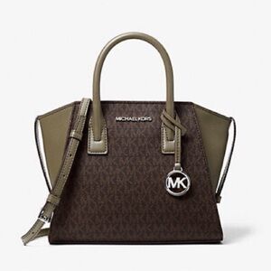 MICHAEL KORS Avril Small Logo Top-Zip Satchel W/ free MK Box